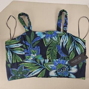 Rachel Zoe Tropical Floral Crop Top - Blue & Green